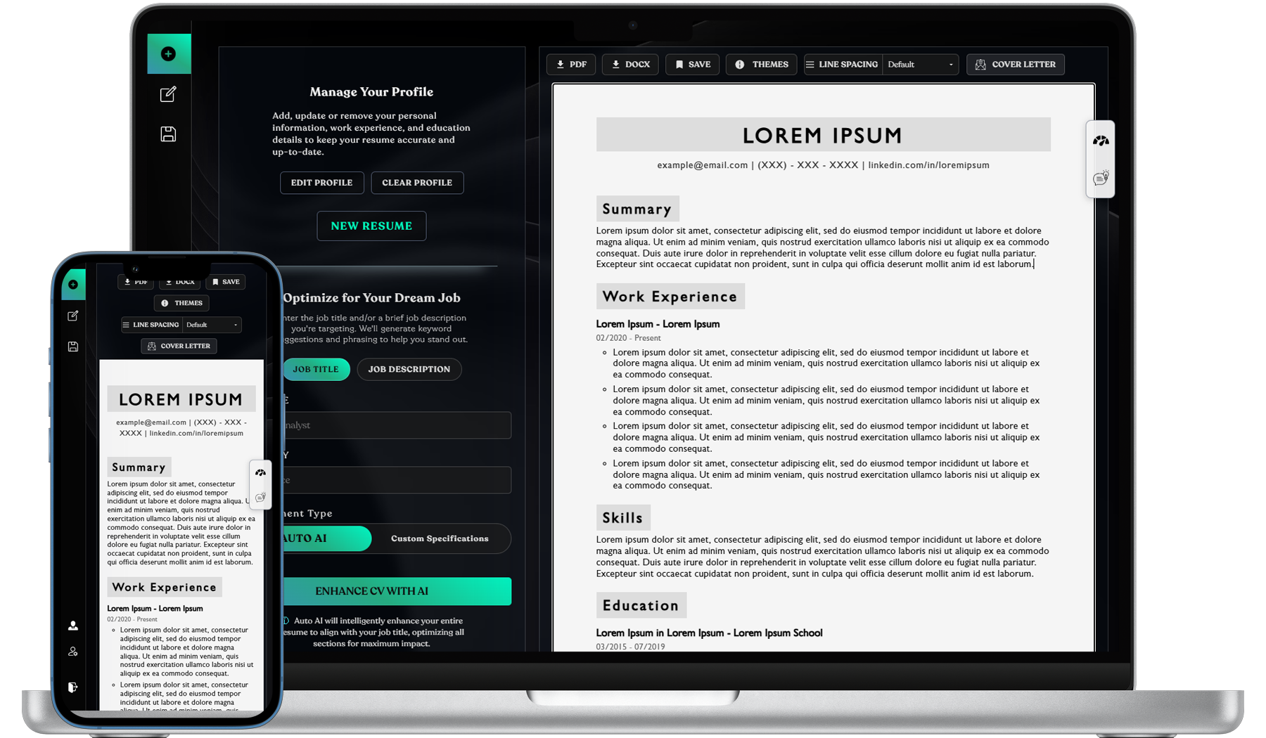 Dashboard on PC and Mobile